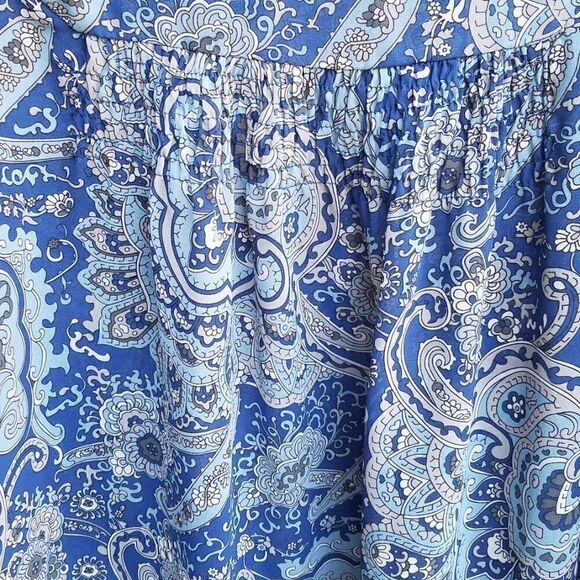 Ana Blue Gray Lined Paisley Peasant Top size XL - Picture 4 of 11